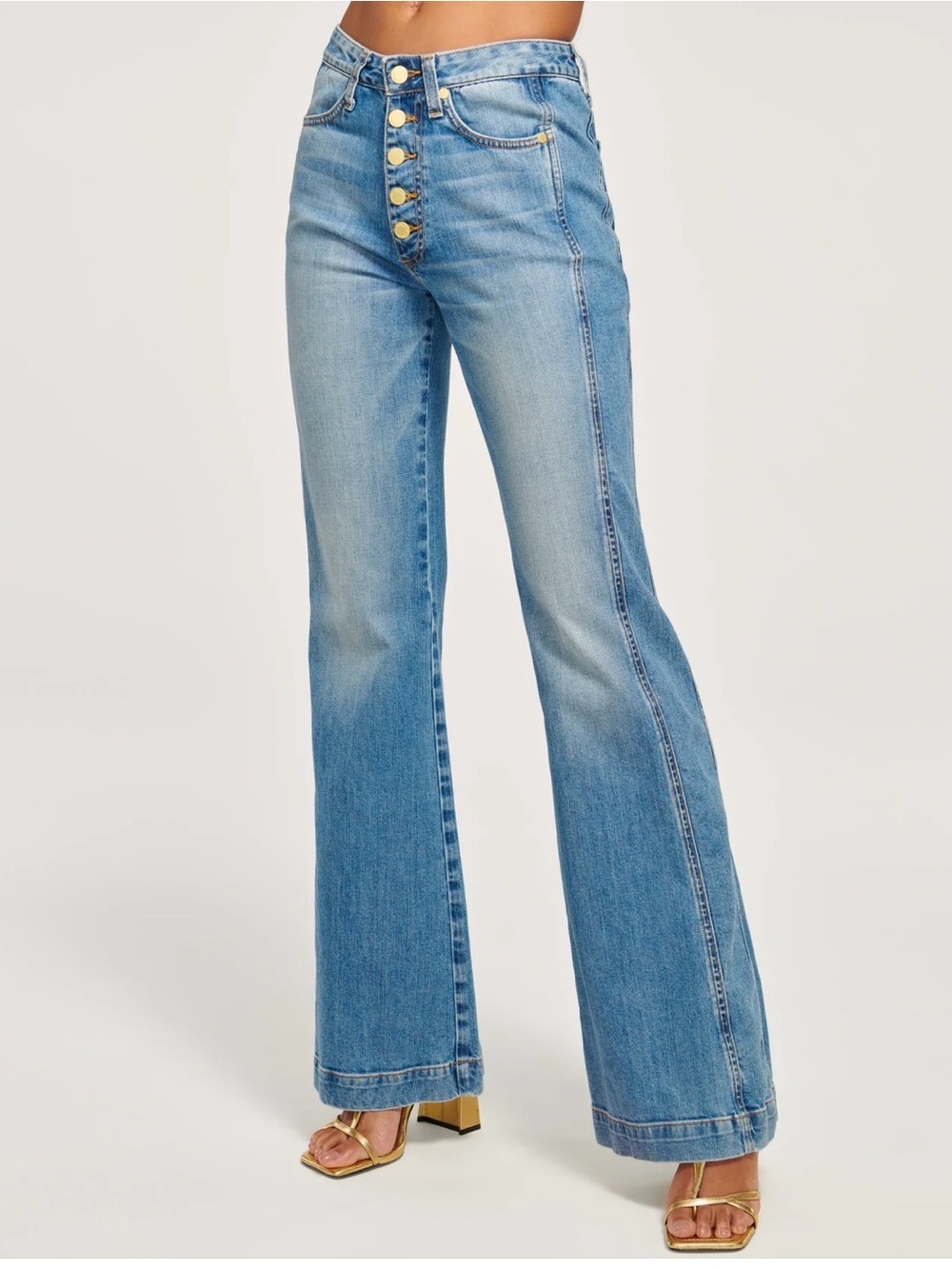 Ramy Brook Tatum Wide Leg Jean
Gold Button High Rise Light Wash Denim size 23
